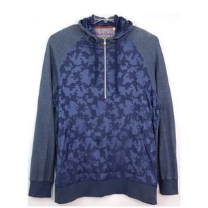Robert Graham Men’s Blue Camo Half Zip Sweater Hoodie Mix Media Sz L